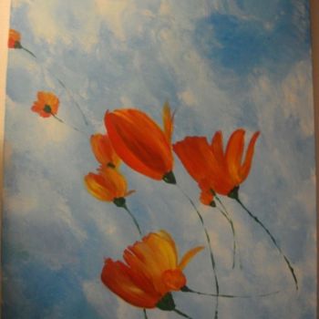 Pittura intitolato "Envol de coquelicots" da Christian Vachette, Opera d'arte originale, Olio