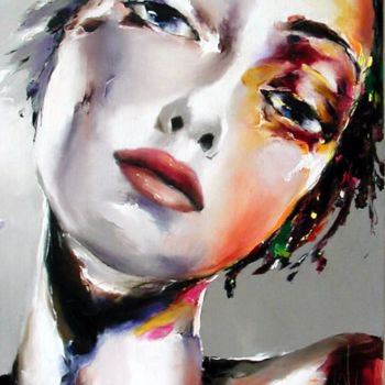 Painting titled "pensee féminine 3" by Christian Vey, Original Artwork