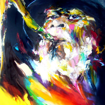 Картина под названием "saxophoniste-au-cha…" - Christian Vey, Подлинное произведение искусства