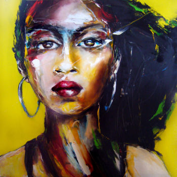Painting titled "jaune & noir" by Christian Vey, Original Artwork