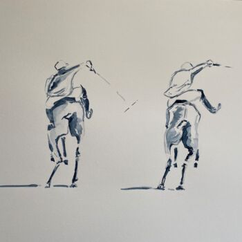 Painting titled "Polo 23-2-22" by Christille De Witte, Original Artwork, Watercolor