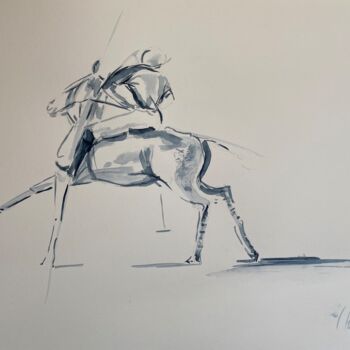Painting titled "Polo 8mars22" by Christille De Witte, Original Artwork, Watercolor
