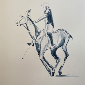 Painting titled "Polo 9mars22" by Christille De Witte, Original Artwork, Watercolor