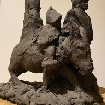 Скульптура под названием "Fuite en Égypte" - Christille De Witte, Подлинное произведение искусства, Глина