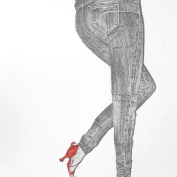 Рисунок под названием "Just Another Jeans…" - Christina Diamond, Подлинное произведение искусства, Графит
