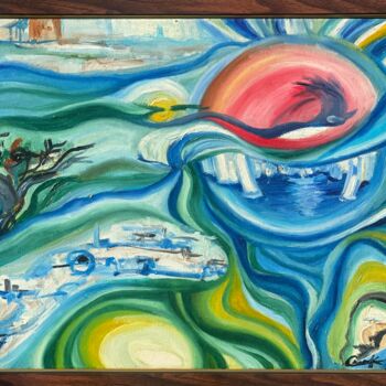 Painting titled ""Planet of the futu…" by Christina Kristovsky, Original Artwork, Oil