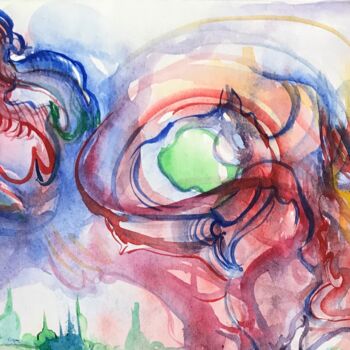 Painting titled ""Weaving thoughts"" by Christina Kristovsky, Original Artwork, Watercolor