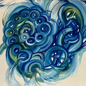 Painting titled "Whirlpool" by Christina Kristovsky, Original Artwork, Oil Mounted on Wood Stretcher frame