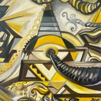 ""Golden eye"" başlıklı Tablo Christina Kristovsky tarafından, Orijinal sanat, Petrol Ahşap Sedye çerçevesi üzerine monte ed…