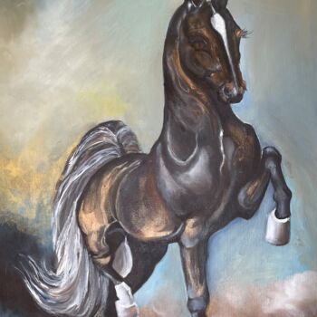 Peinture intitulée "Rearing horse" par Christina Kristovsky, Œuvre d'art originale, Huile Monté sur Châssis en bois