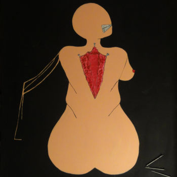 Painting titled "Blessure 2/3" by Christine Barone, Original Artwork, Acrylic Mounted on Wood Stretcher frame