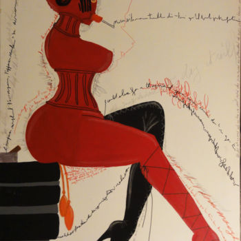 Painting titled "A la recherche de l…" by Christine Barone, Original Artwork, Acrylic Mounted on Wood Stretcher frame