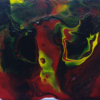 Painting titled "Liquid Fire 1" by Christine Barone, Original Artwork, Acrylic Mounted on Wood Stretcher frame
