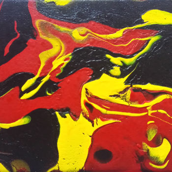 Painting titled "Liquid Fire 2" by Christine Barone, Original Artwork, Acrylic Mounted on Wood Stretcher frame