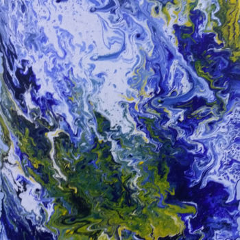 Painting titled "Sous l'eau 3" by Christine Barone, Original Artwork, Acrylic