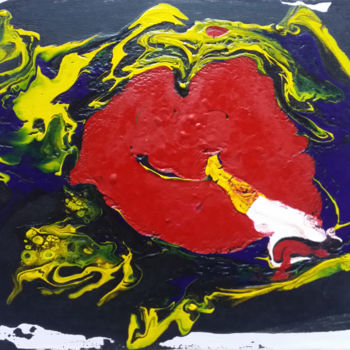 Peinture intitulée "Lips in Fire 1" par Christine Barone, Œuvre d'art originale, Acrylique Monté sur Carton