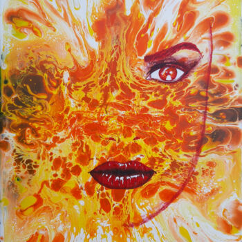 Peinture intitulée "De sang et de feu" par Christine Barone, Œuvre d'art originale, Acrylique Monté sur Châssis en bois