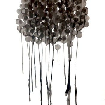 Peinture intitulée "Pluie 1" par Christine Barone, Œuvre d'art originale, Encre