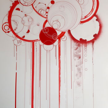 Dessin intitulée "Cercles 3" par Christine Barone, Œuvre d'art originale, Marqueur