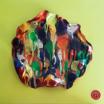 Malerei mit dem Titel "New Future 4" von Christine Barone, Original-Kunstwerk, Sprühfarbe Auf Keilrahmen aus Holz montiert