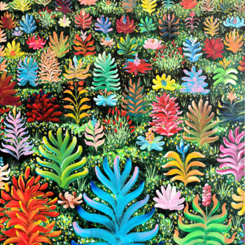 제목이 "Sous la canopée"인 미술작품 Christine Barone로, 원작, 아크릴 나무 들것 프레임에 장착됨