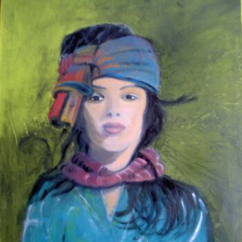 Painting titled "Portrait" by Christine Barras, Original Artwork, Oil