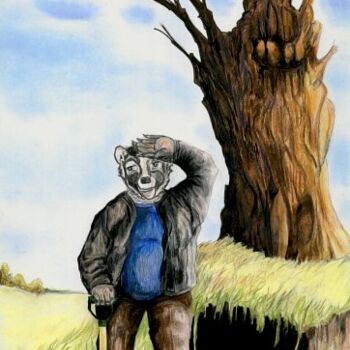 Drawing titled "Mr. Badger's Burrow" by Christine Bennett (Calzephyr), Original Artwork