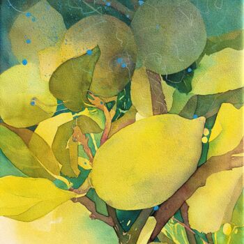 Peinture intitulée "Le temps des citrons" par Christine Berlinson-Eßer, Œuvre d'art originale, Aquarelle
