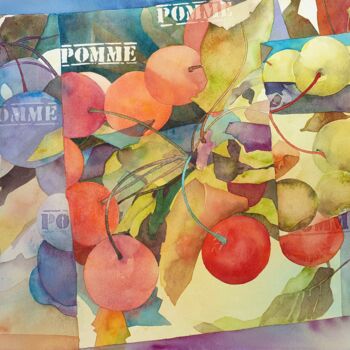 Painting titled "Pomme,pomme,pomme,p…" by Christine Berlinson-Eßer, Original Artwork, Watercolor