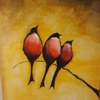 Картина под названием "les oiseaux" - Christine Mc Ghie, Подлинное произведение искусства, Масло