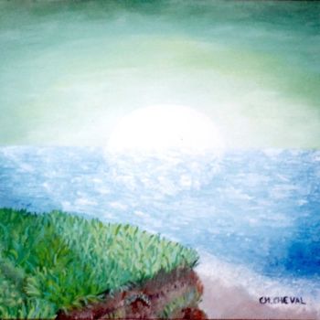 Peinture intitulée "Vert" par Christine Cheval, Œuvre d'art originale, Huile