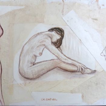 Dessin intitulée "3 Nus" par Christine Cheval, Œuvre d'art originale, Autre