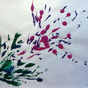 Картина под названием "Echappée fleurie" - Christine Cheval, Подлинное произведение искусства, Акрил
