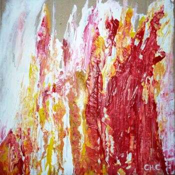 Peinture intitulée "Flammes enneigées" par Christine Cheval, Œuvre d'art originale, Acrylique