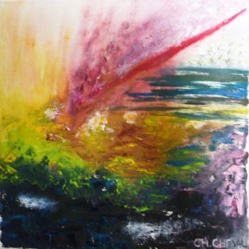 Pittura intitolato "Jet de feu" da Christine Cheval, Opera d'arte originale, Olio