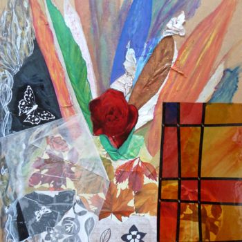 Painting titled "Rose transparente" by Christine Cheval, Original Artwork, Acrylic