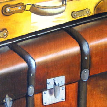 Pintura titulada "vieilles valises 12" por Christine Chevieux, Obra de arte original, Oleo