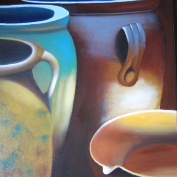Peinture intitulée "pots 1" par Christine Chevieux, Œuvre d'art originale, Huile Monté sur Châssis en bois