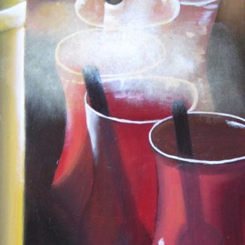 Painting titled "vin chaud" by Christine Chevieux, Original Artwork, Oil