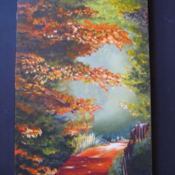 Painting titled "automne" by Christine Chevieux, Original Artwork, Oil