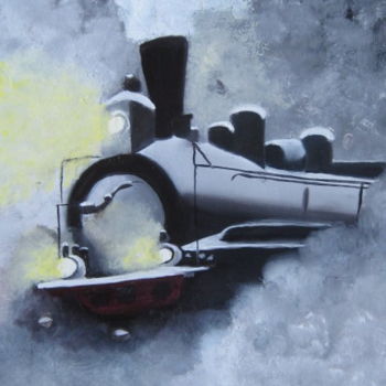 Painting titled "loco 2" by Christine Chevieux, Original Artwork, Oil