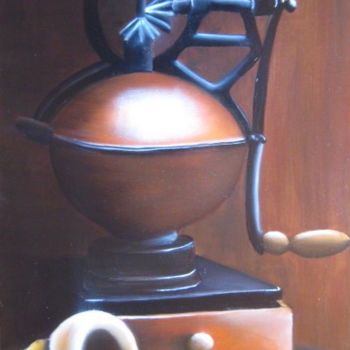 Schilderij getiteld "vieux moulin à cafe" door Christine Chevieux, Origineel Kunstwerk, Olie