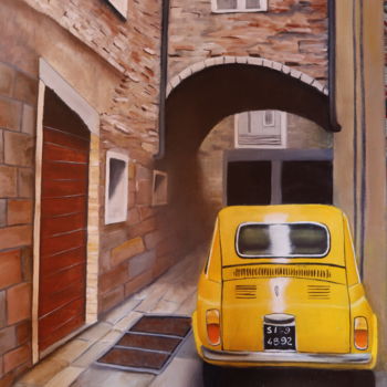 Painting titled "fiat 500 2" by Christine Chevieux, Original Artwork, Oil