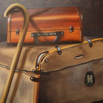 Painting titled "vieilles valises 17" by Christine Chevieux, Original Artwork, Oil