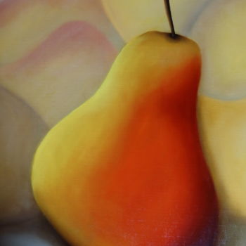 Painting titled "poire" by Christine Chevieux, Original Artwork, Oil