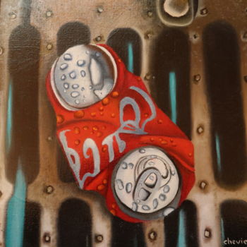 Peinture intitulée "vieux coca" par Christine Chevieux, Œuvre d'art originale, Huile