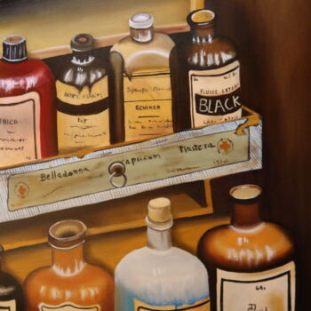 Painting titled "potions" by Christine Chevieux, Original Artwork, Oil