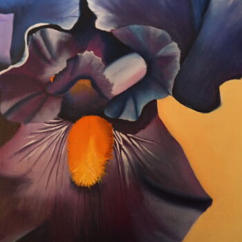 Painting titled "iris" by Christine Chevieux, Original Artwork, Oil
