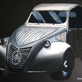 Painting titled "Vieille 2 CV" by Christine Chevieux, Original Artwork, Oil