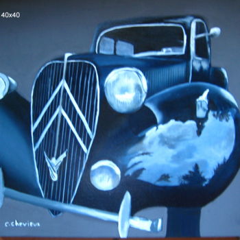 Pintura titulada "Citroën,vieille tra…" por Christine Chevieux, Obra de arte original, Oleo